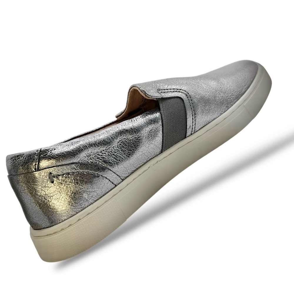 FRYE Ivy Metallic Leather Slip-On Sneakers 7.5 Iridescent Silver Comfort Flats - Picture 11 of 13